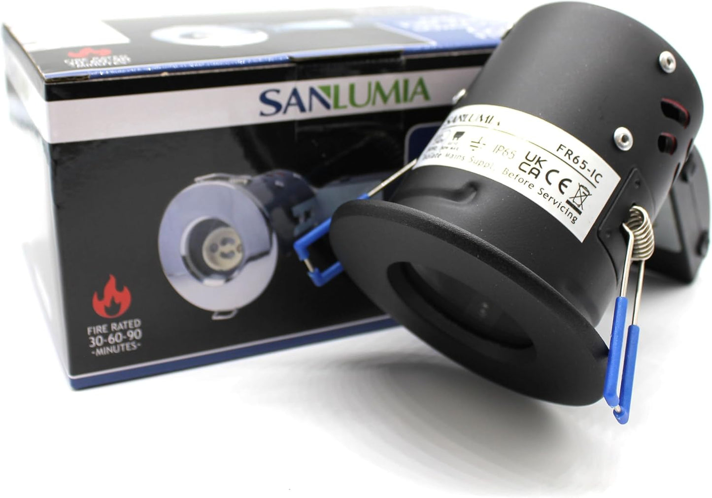 SSM ELECTRIC IP65 Fire Rated GU10 Downlight - Bathroom Safe, Black Finish (Pack of 2)