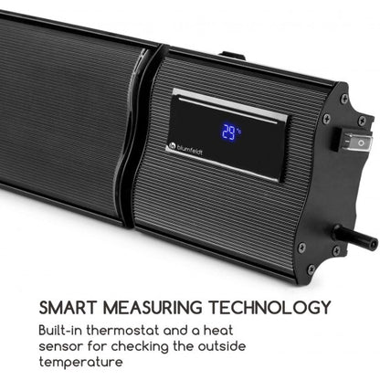 Infrared Wall or Ceiling Radiant Heater – 1800W / 2400W, IP44, Remote Control, Black Finish