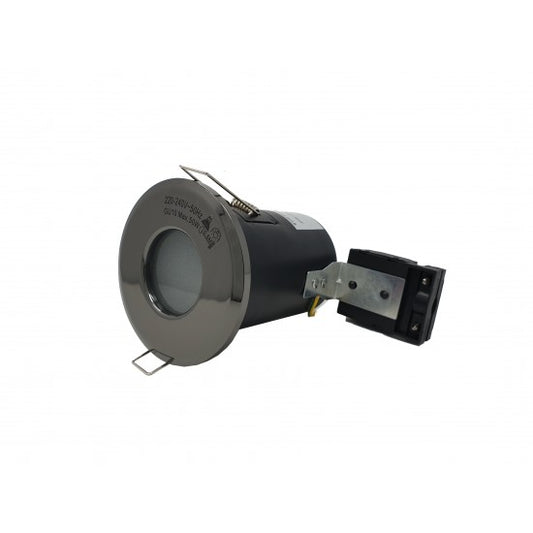 IP65 Bathroom Fire Rated GU10 Recessed Downlight Spotlight - Black Chrome