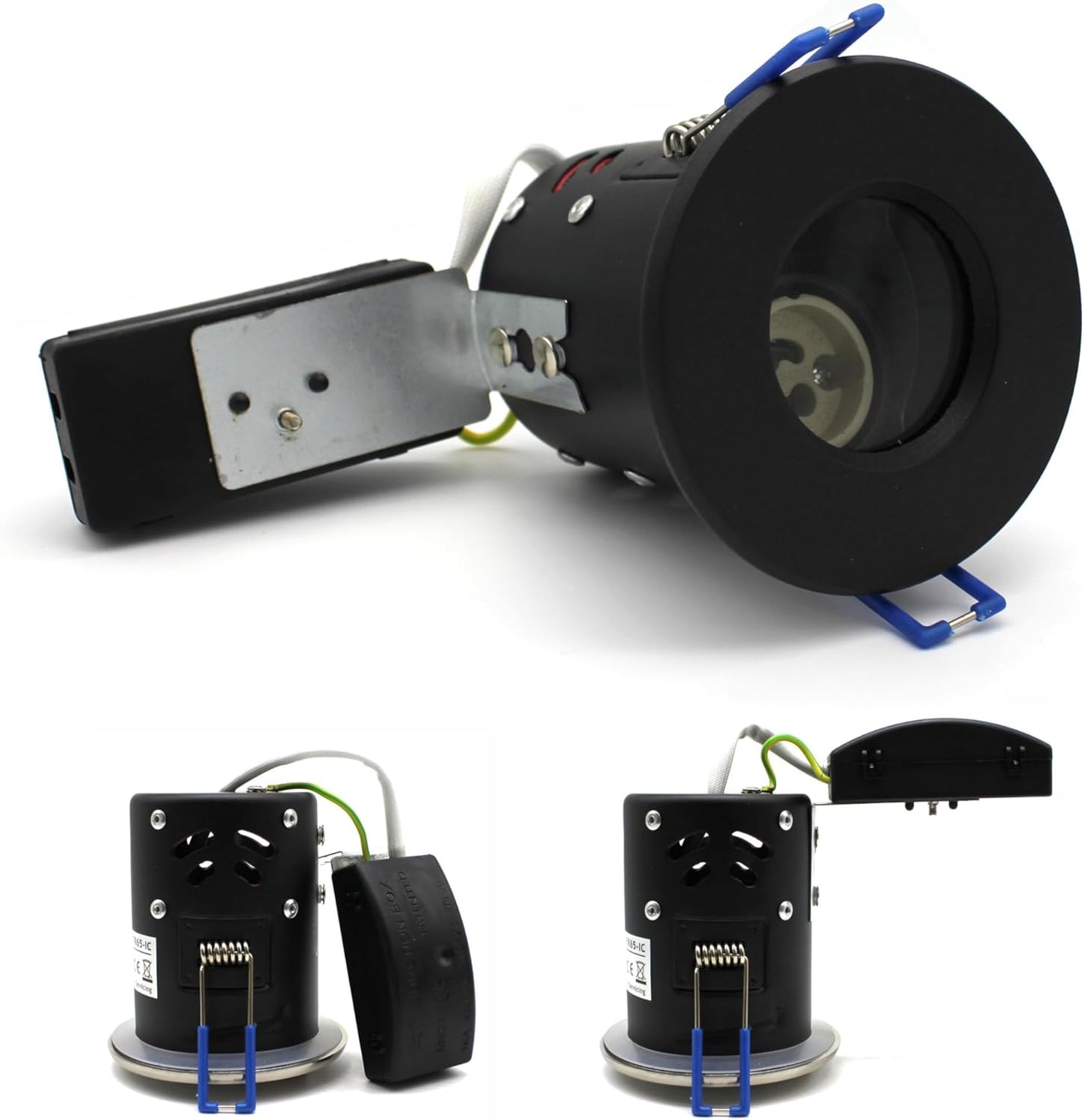 SSM ELECTRIC IP65 Fire Rated GU10 Downlight - Bathroom Safe, Black Finish (Pack of 2)