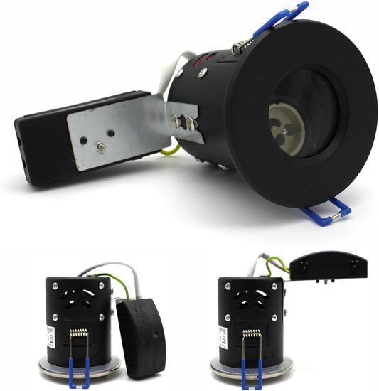 SSM ELECTRIC IP65 Fire Rated GU10 Downlight - Bathroom Safe, Black Finish (Pack of 2)