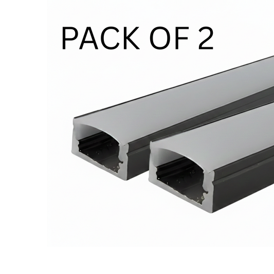 Pack of 2 × 3 Meter Black Aluminium LED Profile 13.2×9.9mm – 10mm Internal Width – 1.2mm Thick – With PC Diffuser (Total 6M) | SSM Electric
