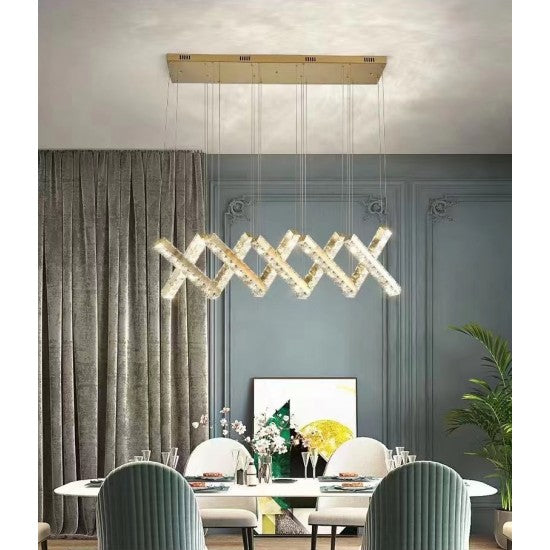 Luxury LED Drop Down Cross Design Kitchen Pendant Crystal Chandelier Light