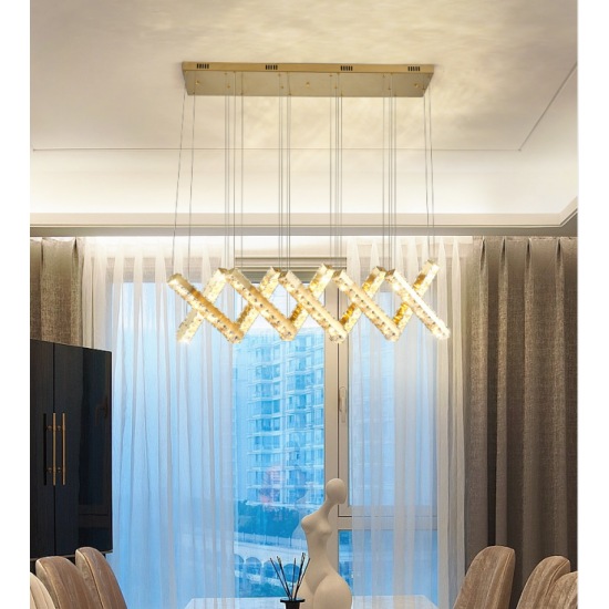 Luxury LED Drop Down Cross Design Kitchen Pendant Crystal Chandelier Light