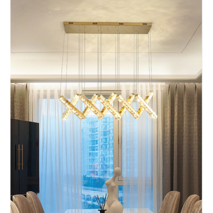 Luxury LED Drop Down Cross Design Kitchen Pendant Crystal Chandelier Light