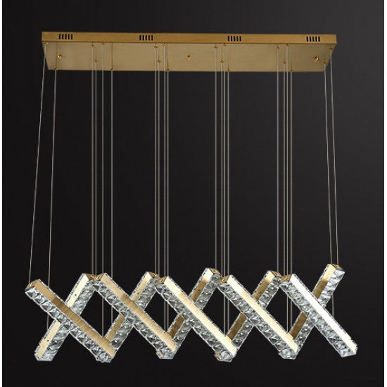 Luxury LED Drop Down Cross Design Kitchen Pendant Crystal Chandelier Light