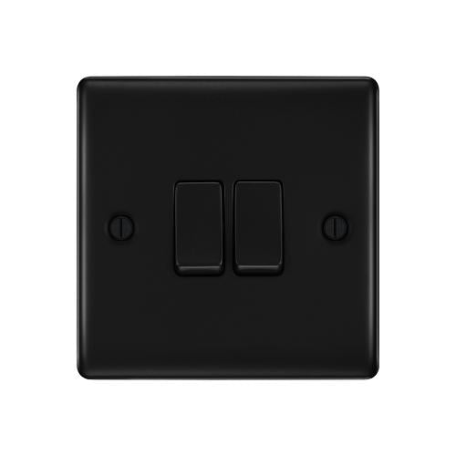 2 Gang 2 Way Switch Matt Black – Stylish Dual Lighting Control
