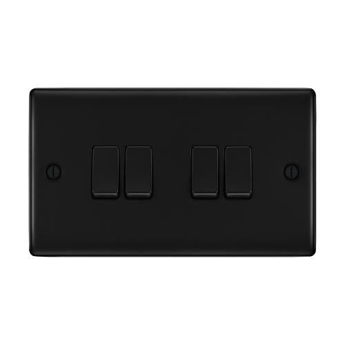 4 Gang 2 Way Switch Matt Black – Advanced Multi-Light Control Solution