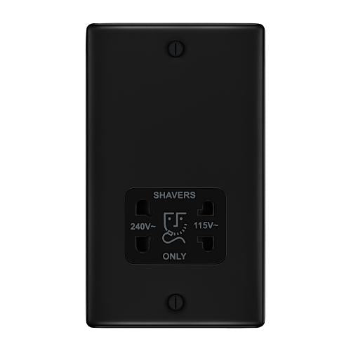 Dual Voltage Shaver Socket Matt Black – Safe Bathroom Charging Solution