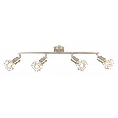 Metal Industrial 4 Way Rotatable Ceiling Cage Light Satin Chrome