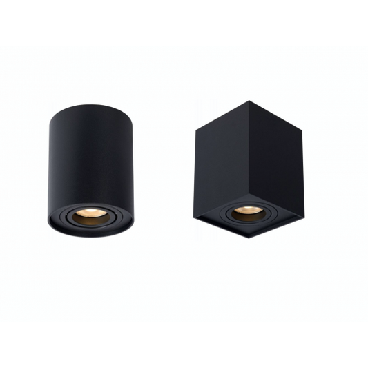 Modern Matt Black Aluminium GU10 Ceiling Surface Mount Tilt Downlight Spotlight