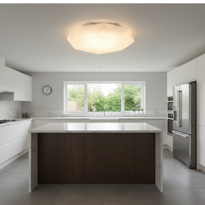 Crystal Prism LED Ceiling Light - Modern Geometric Flush Mount | 3 Colour CCT