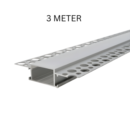 Pack of 2*3 Meter Trimless Plaster-In Aluminium LED Profile Channel 12mm Wide with Frosted White PC Diffuser – SSM Electric