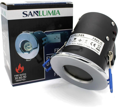 SSM ELECTRIC IP65 Fire Rated GU10 Downlight - Bathroom Safe, Satin Nickel (Pack of 2)