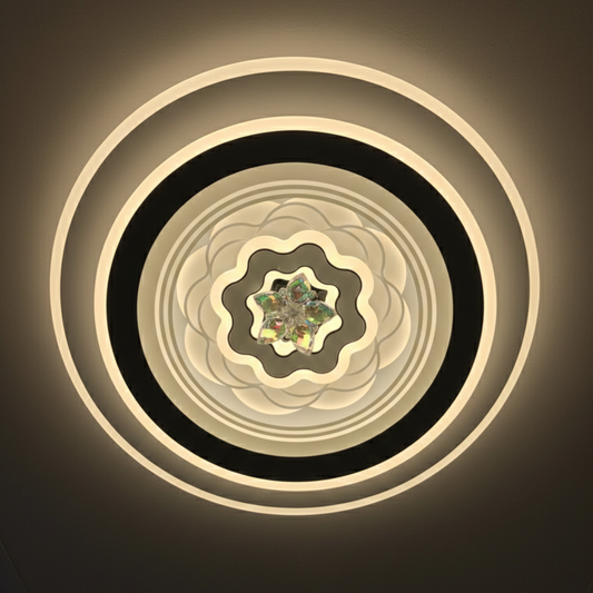 Round Crystal LED Flush Ceiling Light – Colour Changing (3-in-1)