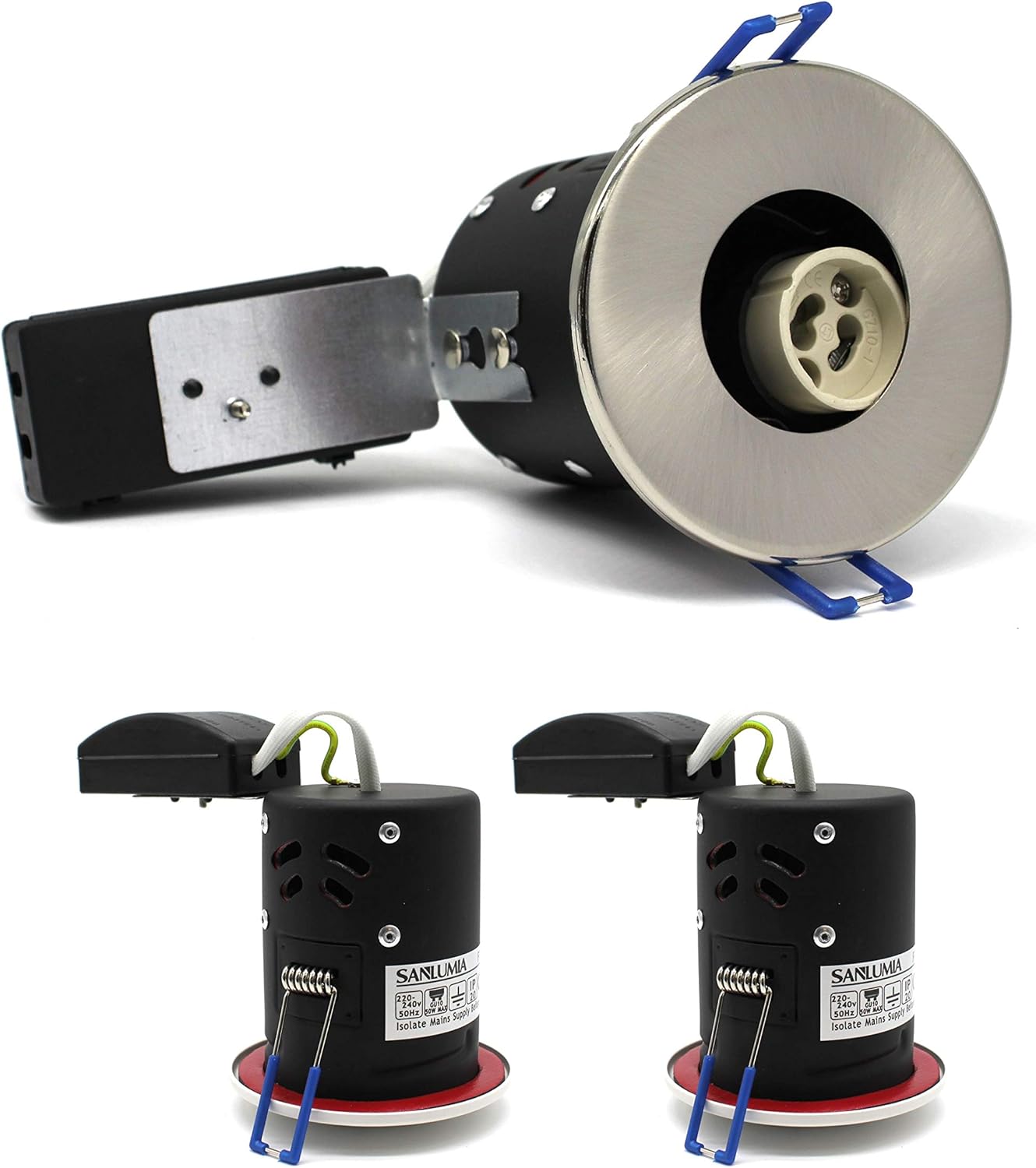 SSM Fire Rated GU10 Downlight IP20 - Satin Nickel Finish (Pack of 2)