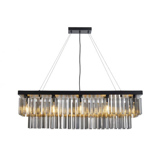 Smoked Glass Ceiling Kitchen Island 1.5M Crystal Chandelier Pendant Light