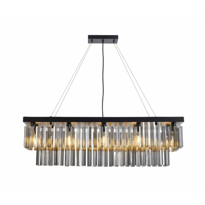 Smoked Glass Ceiling Kitchen Island 1.5M Crystal Chandelier Pendant Light