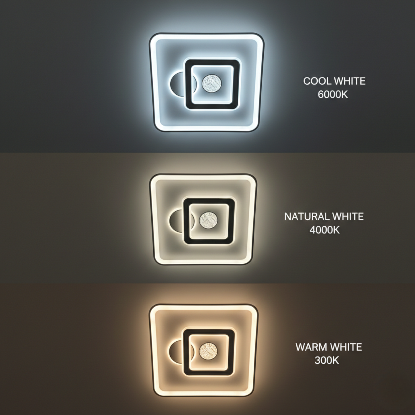 LUMINUS CORE LED Ceiling Light - Modern Square Ceiling Light with 3 Colour CCT