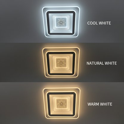 Square LED Flush Ceiling Light - Modern LED Ceiling Light with 3 Colour CCT