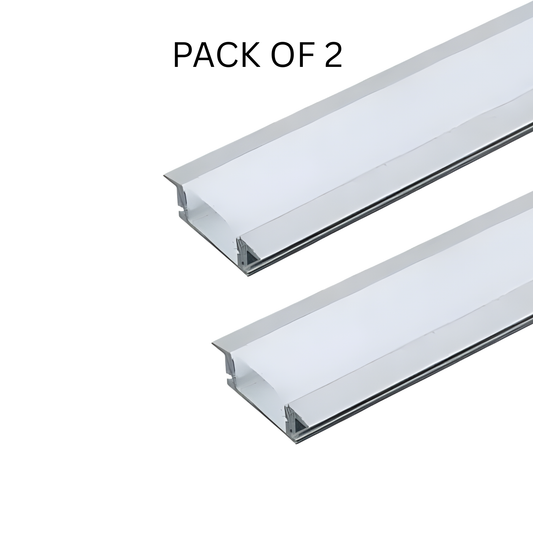 Pack of 2 × 3 Meter Wide Surface Aluminium LED Profile 24.5×17mm – 12mm Internal Width – With White PC Diffuser (Total 6M) | SSM Electric