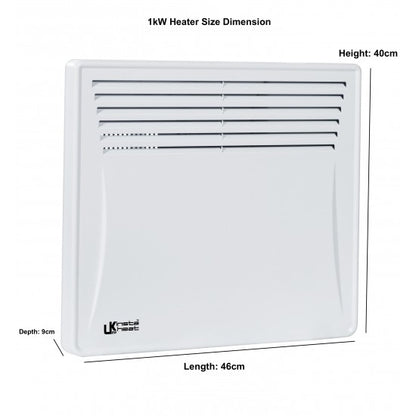 UKEW Insta Heat 1.5kW Panel Convector Heater with Digital Timer – Lot 20 Compliant