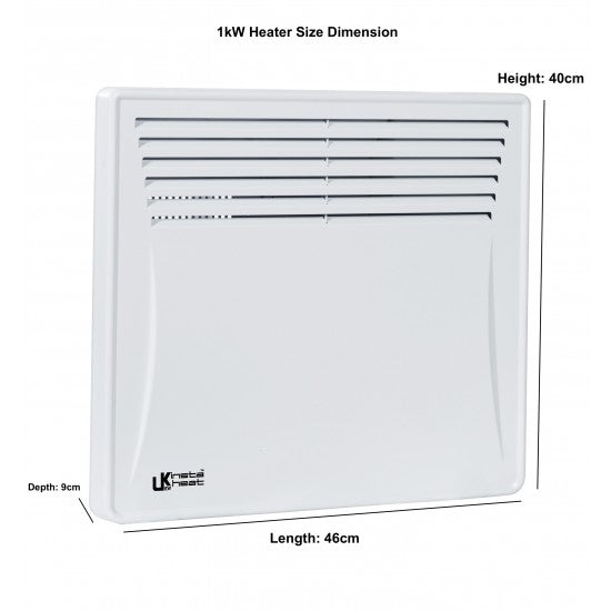 UKEW Insta Heat 1kW Panel Convector Heater with Digital Timer – Lot 20 Compliant