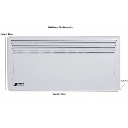 UKEW Insta Heat 2kW Panel Convector Heater with Digital Timer – Lot 20 Compliant