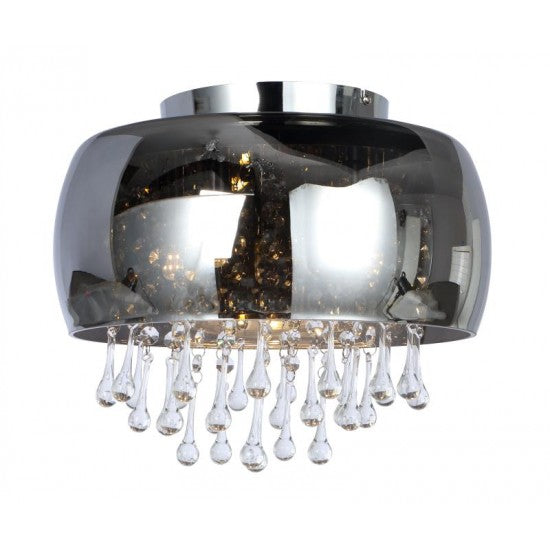 Waterfall 5 Light Flush Ceiling Decorative Light – Smoked Glass